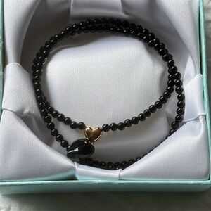Elegant Black and Gold Beaded Bracelet Set